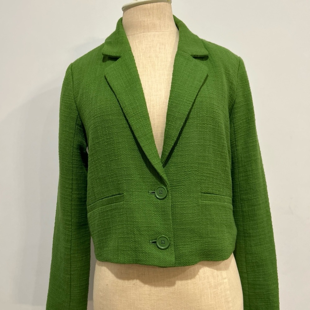 Abercrombie & Fitch green moss cotton womens blazer jacket size medium
